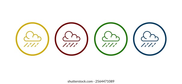 Rain clouds vector icon set. rainy icon in different color design.