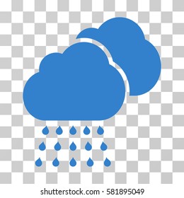 Rain Clouds vector pictogram. Illustration style is a flat iconic cobalt symbol on a transparent background.