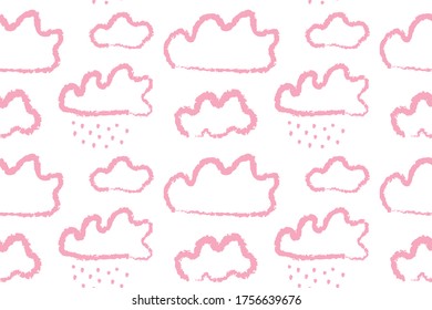 Rain clouds vector seamless pattern. Design for baby textile, wrapping paper, backgrounds