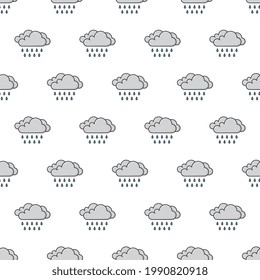 Rain Clouds Weather Seamless Pattern On A White Background. Weather Phenomena Theme Vector Illustration