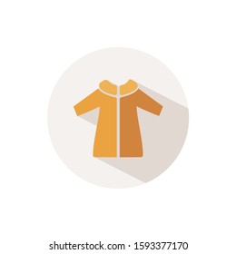 Rain coat. Icon with shadow on a beige circle. Fall vector illustration