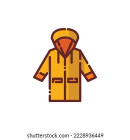 Rain Coat Lineal Icon - Autumn Season Icon Vector Illustration Design
