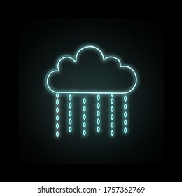 Icono de neón dibujado a mano con color de lluvia. Línea delgada simple, contorno vector de iconos de otoño para ui y ux, sitio web o aplicación móvil