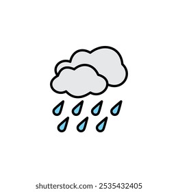 Rain colored vector icon on white background