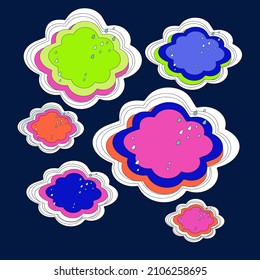 Rain comic clouds and rain droplets flat vector illustration.