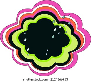 Rain comic clouds and rain droplets flat vector illustration.