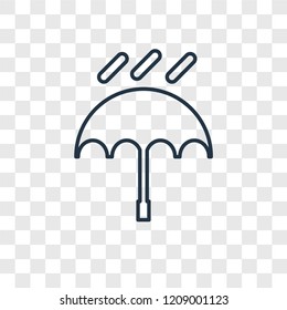 Rain concept vector linear icon isolated on transparent background, Rain concept transparency concept in outline style