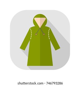 Rain cover, raincoat. Flat icon, object of clothes. Protective suits for work. Vector