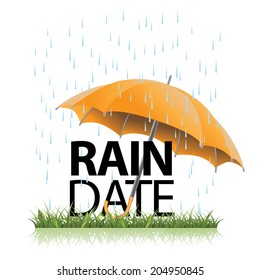 Rain date umbrella in the rain  EPS 10 vector  grouped for easy editing  No open shapes paths 
