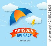 Rain day concept. Monsoon season background, Banner, Poster, Template, Card