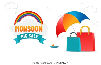 Rain day concept. Monsoon season background, Banner, Poster, Template, Card