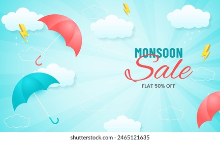 Rain day concept. Monsoon season background, Banner, Poster, Template, Card