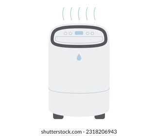 Rain day. Home appliance dehumidifier. Simple illustration in flat design style.