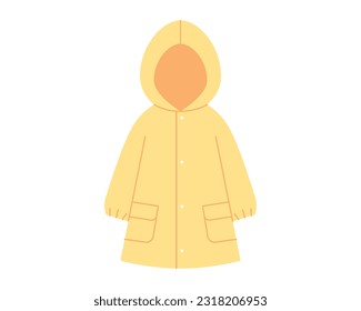 Rain day. Yellow raincoat for children. Simple illustration in flat design style.