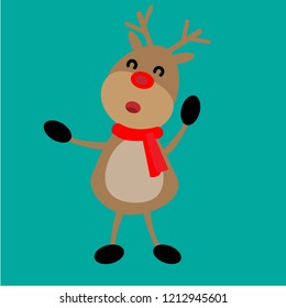 Rain deer on blue background.