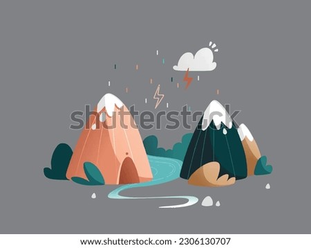 rain digital art mountin design