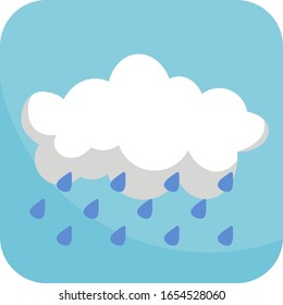 Lluvia: Inundación, Icono Simple Con Fondo Azul