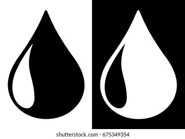 Rain drop icon ,on black and white background
