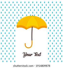 Rain drop on opened umbrella. Flat style vector illustration. eps 10