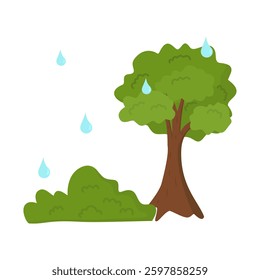Rain Drop on the Tree, World Water Day Celebration Illustration