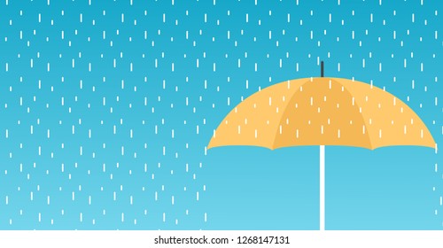 rain drop vector. umbrella cartoon vector. free space for text. copy space.
