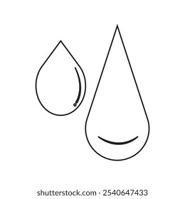 gota de lluvia y gota de agua, gota de tintas, gota de aceite, goteo de líquido, clima de leche y bebida, gotas de lágrimas icono de Ilustración vectorial.