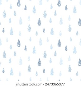 Rain drop watercolor seamless pattern vector. Rainy season, light blue water drop, liquid, raining sky. Sweet pastel design for fabric, cloth, dress, card, print, wrapping, paper, cover, simple decor.