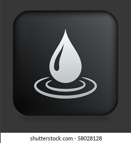 Rain Droplet Icon on Square Black Internet Button Original Illustration