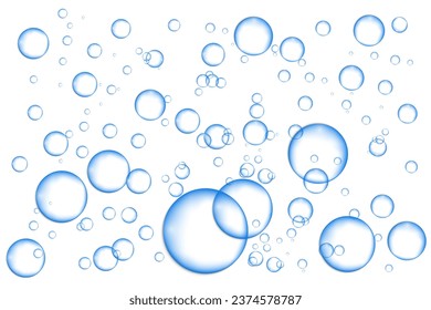 Rain droplets. Realistic underwater air bubbles. Soda pop. Champagne. Soap Water Bubbles. Water vapor bubbles condensed on glass. Air bubbles stream. Water rain drops or steam shower. Fizzy water