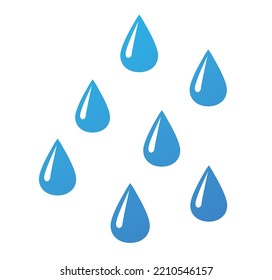 Gotas de lluvia simple ilustración vectorial, agua arroja iconos en fondo blanco