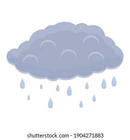 Rain drops cloud icon. Cartoon of rain drops cloud vector icon for web design isolated on white background