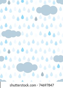 Rain drops and clouds seamless pattern