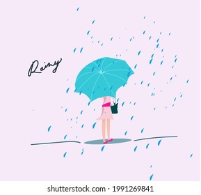 rain drops falling umbrella art vector
