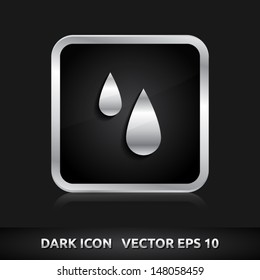 Rain drops icon | color dark black silver metal grey white | icon set | abstract vector symbol | template design | shadows shiny | business button | abstract 3d