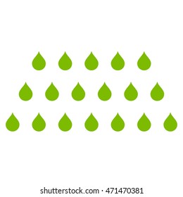 Rain Drops icon. Vector style is flat iconic symbol with rounded angles, eco green color, white background.