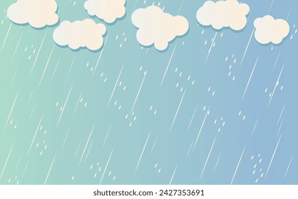 Regentropfen isoliert auf blauem Hintergrund. Regen. Wolken und Regen, Regenzeit, Vektordesign, Illustration.