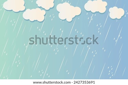 Rain drops isolated on blue background. Rainfall. Cloud and rain, rainy season, vector design, illustration.