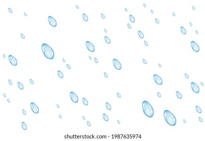 Rain drops isolated on transparent background. Rainfall. Realistic falling water. Vector texture.
