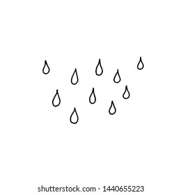 Rain drops. Monochrome sketch, hand drawing. Black outline on white background. Vector illustration