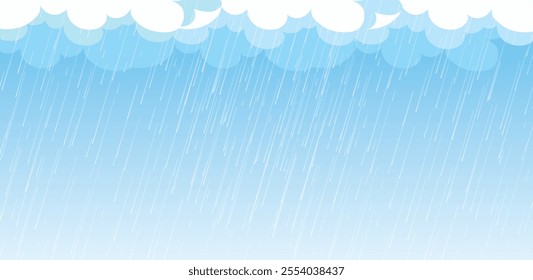 Rain drops on blue background. Falling water drops. Rain drops isolated on blue background. Nature rainfall.
