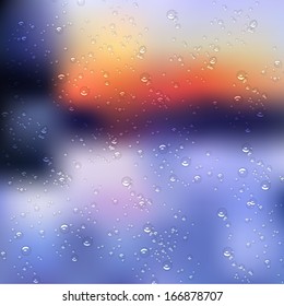 Rain drops on glass. Vector illustration