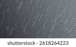 Rain drops on transparent background. Falling water drops. Nature rainfall. Vector illustration.