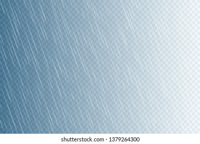 Rain drops on transparent background. Falling water drops. Nature rainfall. Vector illustration.