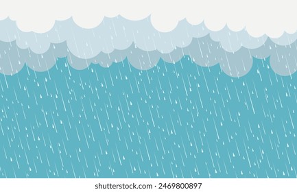 Rain drops on transparent background. Falling water drops. Nature rainfall.