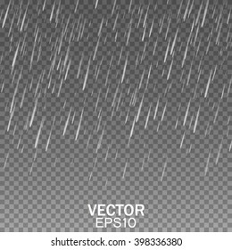 Rain drops on the transparent background. Vector texture