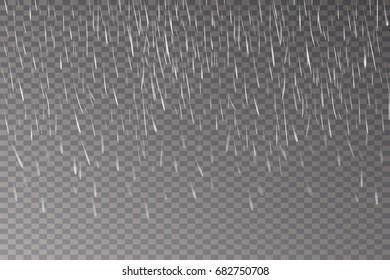 Rain drops on the transparent background. Rainy weather