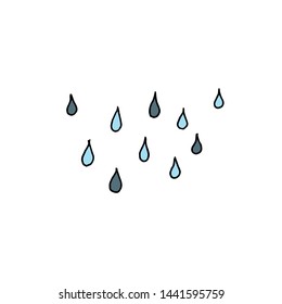 Rain drops. Outline with different colors on white background. Vector illustration