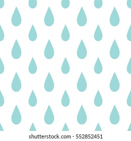 Rain Drops Seamless Pattern On White Background Illustration