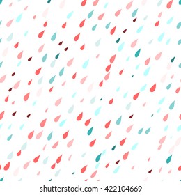 Rain drops seamless pattern. Rainy Day Pattern. Abstract background. Nature pattern for fabric. Rainy autumn or spring day, funny rain, rain drops wallpaper, ornament for textiles. Stock vector.