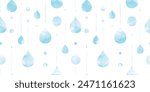 Rain drops seamless pattern. Watercolor water drops beautiful pattern.